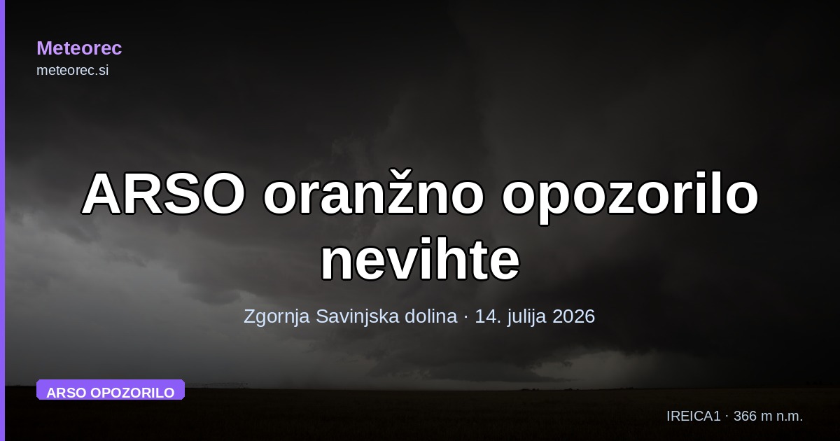 ARSO oranžno opozorilo — nevihte: kaj to pomeni za Zgornjo Savinjsko dolino