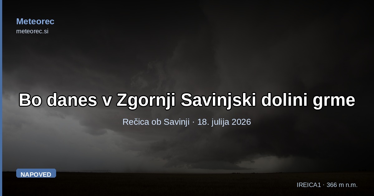 Bo danes v Zgornji Savinjski dolini grmelo? Nevihtni obeti za Rečico ob Savinji