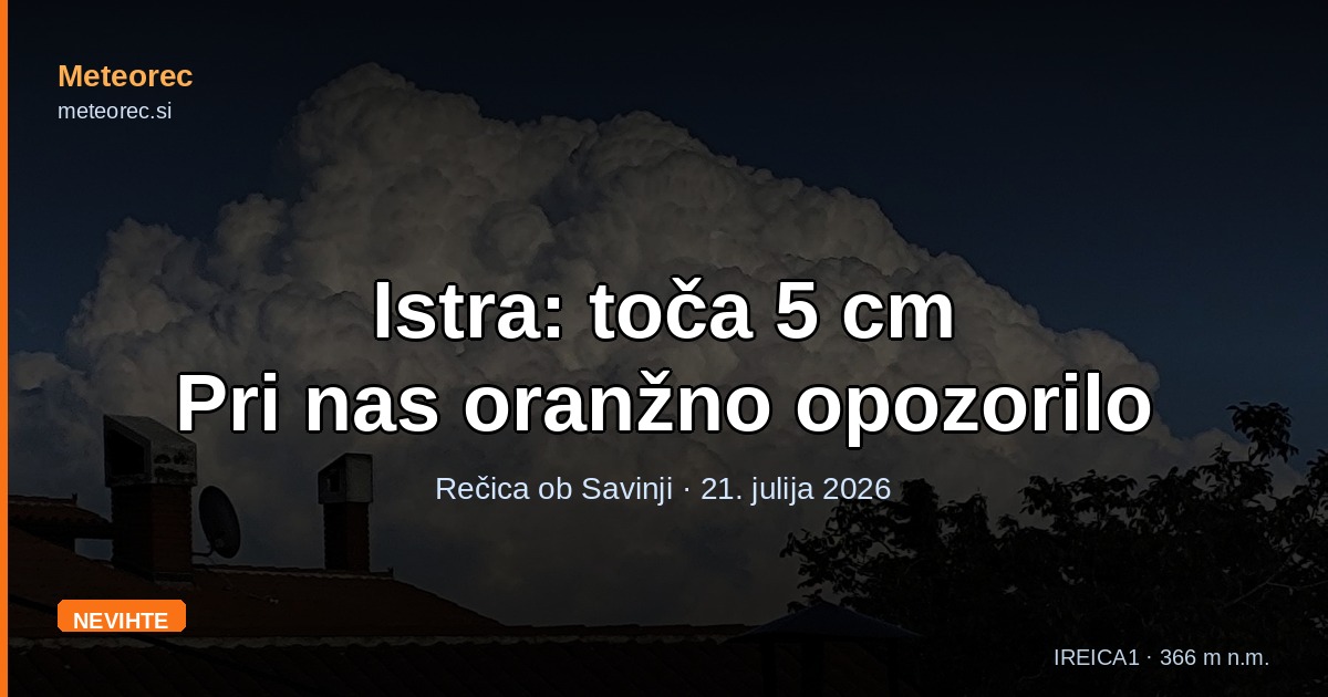 Medtem ko Istro pustoši 5-centimetrska toča, pri nas velja oranžno opozorilo za nevihte