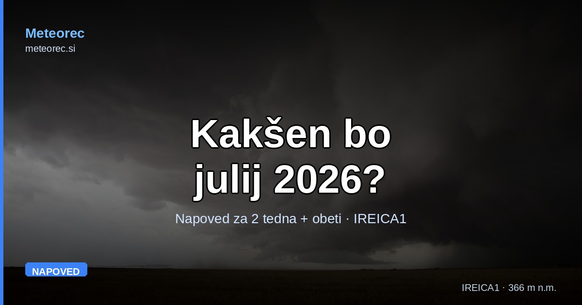 Kakšen bo julij 2026? Napoved za dva tedna in obeti do konca meseca