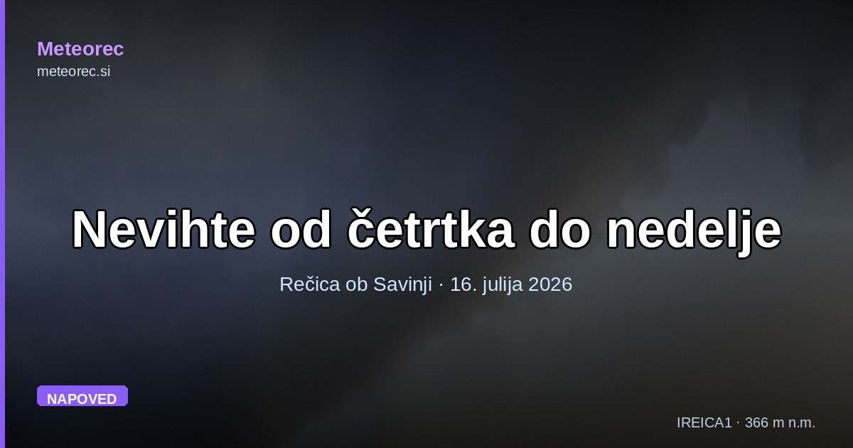 Nevihte od četrtka do nedelje: koliko energije se zbira nad Zgornjo Savinjsko dolino