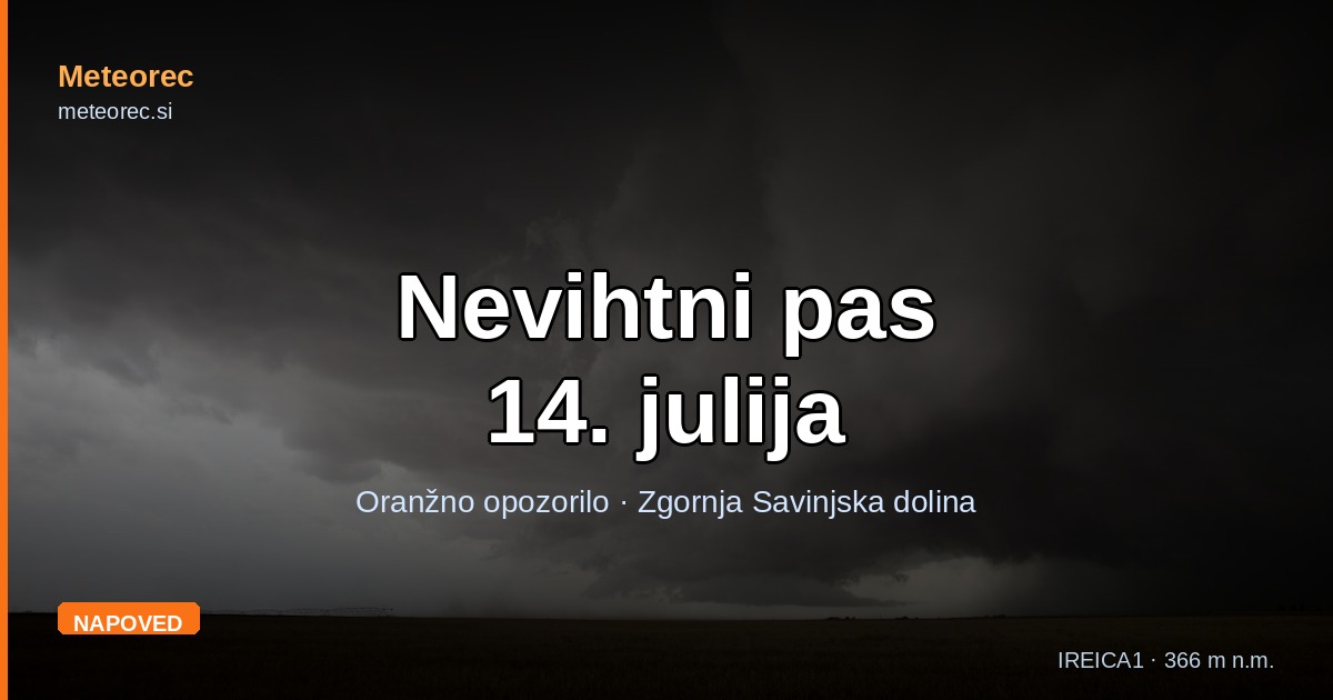 Jutrišnji prehod nevihtnega pasu: na severovzhodu oranžno opozorilo, krajevno možni siloviti sunki vetra